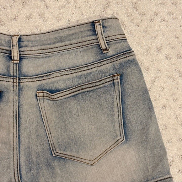 Rue 21 Bleached Acid Wash Denim Shorts Womens Size 7 Blue Jean Stretch Festival - Picture 9 of 9